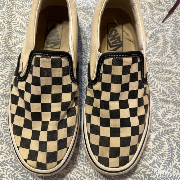 Vans Shoes - Vans Checkered Slip-On Sneakers - Black and Cream